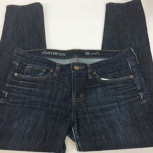 JCrew, Toothpick Darkwash, Size 30